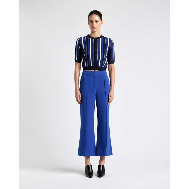 Cue Cobalt Textured Stripe Short Sleeve Cardigan image number 2